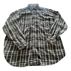 Vintage Woolrich Shirt Plaid Brown Gray Long Sleeve Button Down Men's XL X-Large